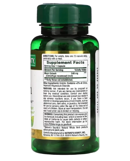 Black Cohosh, 540mg, 100 cápsulas, Nature's Bounty