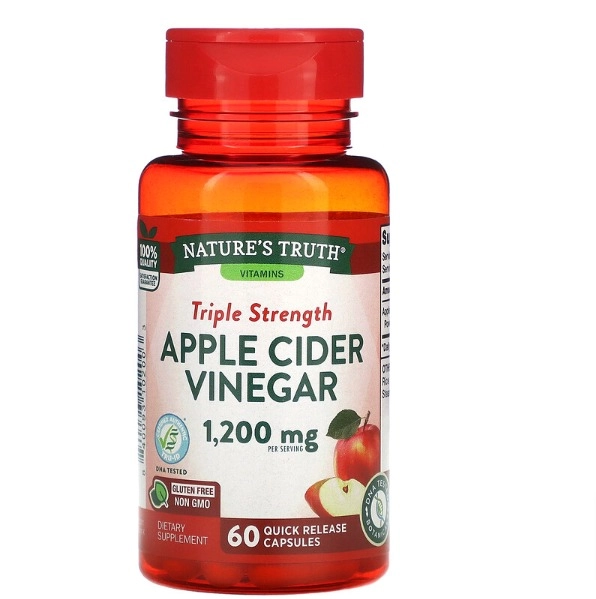 Apple Cider Vinegar (Vinagre de Maçã), 1200 mg, Força Tripla, 60 Cápsulas de Liberação Rápida, Nature's Truth