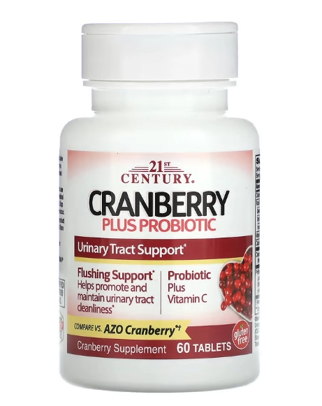 Probiótico Cranberry Plus, 60 Comprimidos, 21st Century