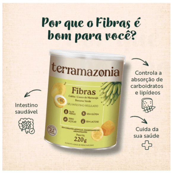 Suplemento Natural de Fibras Solúveis e Insolúveis, 220g, Terramazonia