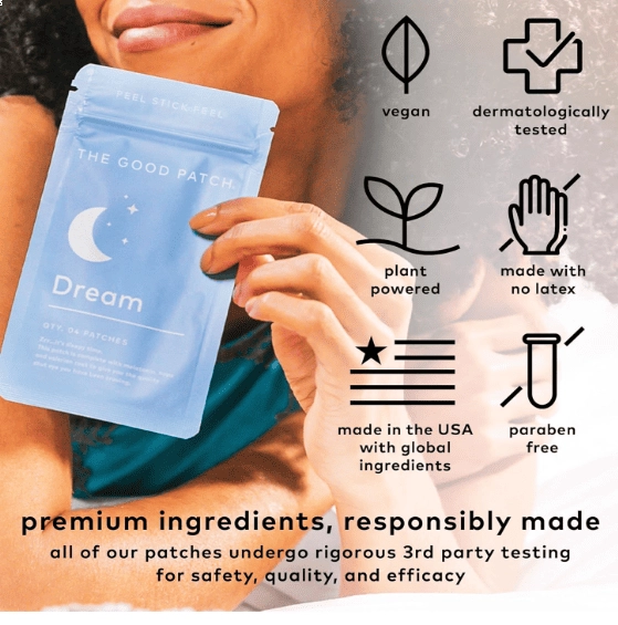 Sleep Support Dream, Adesivo para Sono, com Melatonina, Lúpulo e Raiz de Valeriana, 4 Adesivos, Good Patch Plant