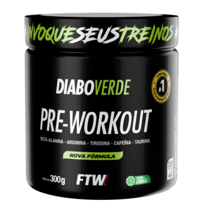 Pré Treino, Diabo Verde Pre-Workout, 300g Sabores, FTW