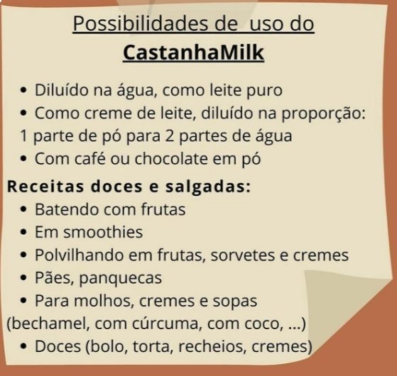 CastanhaMilk, Leite em pó vegetal feito de Castanha-do-Brasil, Sache 25g, Terramazonia