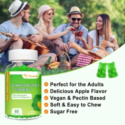 Ginkgo Biloba + Ginseng, 60 Gummies, Vzoxains