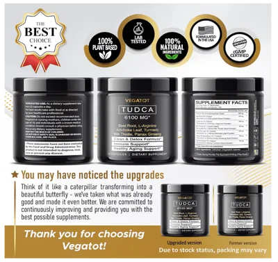 TUDCA, Ácido Tauroursodeoxicólico, 90 Cápsulas, Vegatot