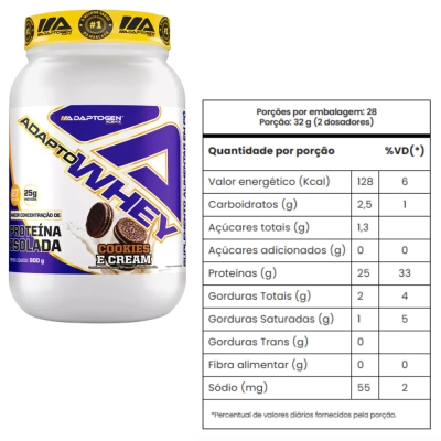 Adapto Whey, Proteína Isolada, Sabores, 900g, Adaptogen