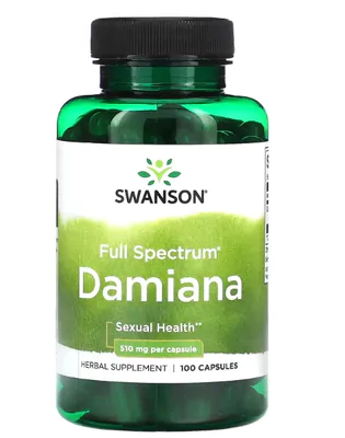 Damiana 510mg, 100 Cápsulas, Swanson