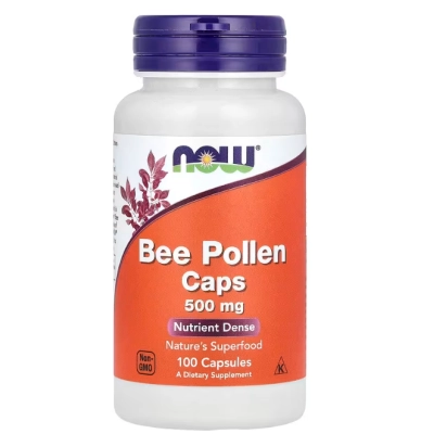 Bee Pollen 500mg, Pólen de Abelha, 100 Cápsulas, Now