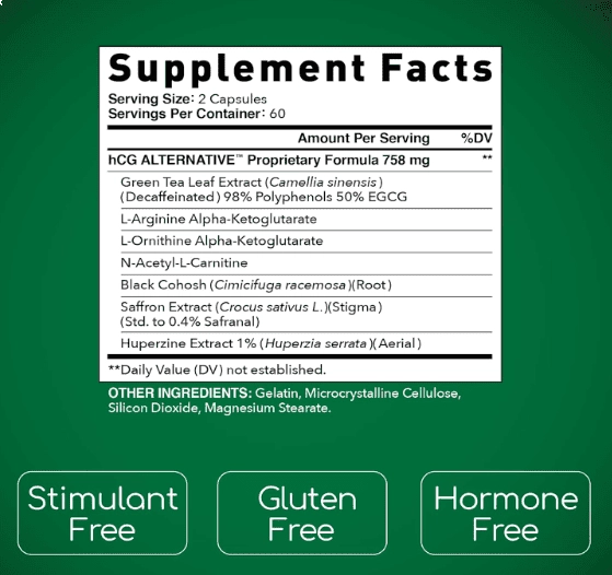 HCG Alternative, Para Perda de Peso, Queimador de Gordura e Aumenta o metabolismo, 120 Cápsulas, BioGenetic