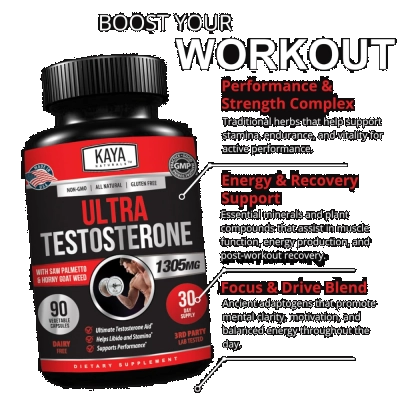Ultra Testosterone, Suporte Hormonal Masculino, Energia e Performance Física, 90 Cápsulas, Kaya