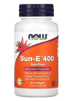 Vitamina Sun-E 400, 400UI, 60 cápsulas, Now