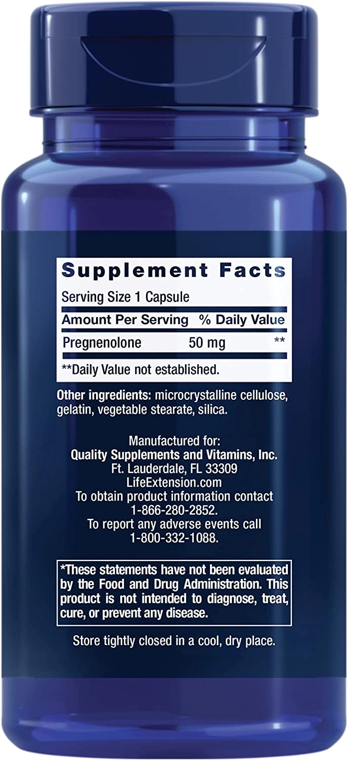 Pregnenolone (Pregnenolona), 50mg, 90 cápsulas, Puritans Pride