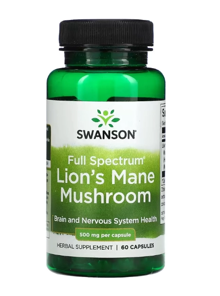 Lion's Mane, Juba de Leão, 500mg, 60 Cápsulas, Swanson