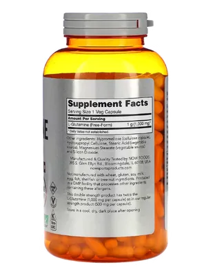 L-Glutamina 1000mg, 240 Cápsulas, Now