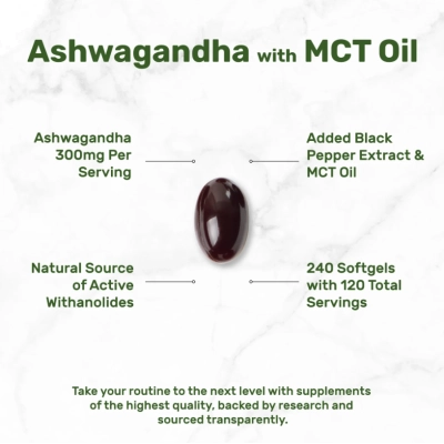 Ashwagandha com Óleo MCT, 240 Cápsulas, Deal Supplement