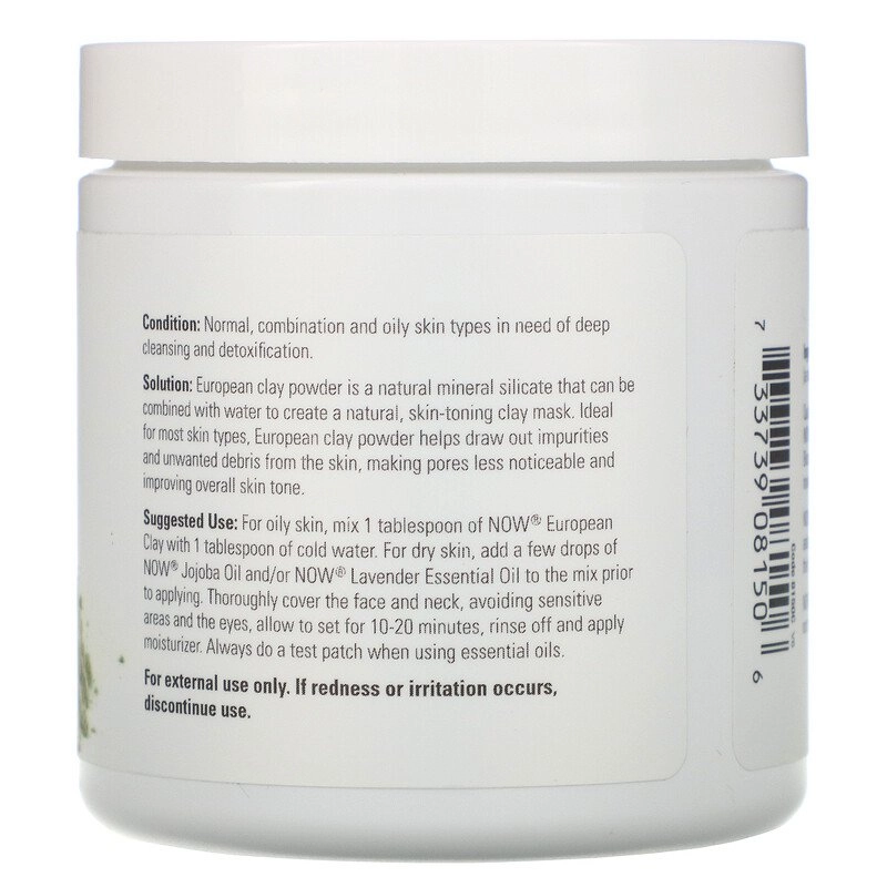 Argila em Pó, European Clay Powder , 170 g, Now