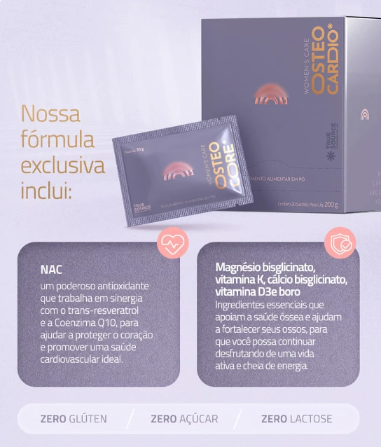 Osteo Cardio Women's Care, 20 Sachês de 10g, True Source