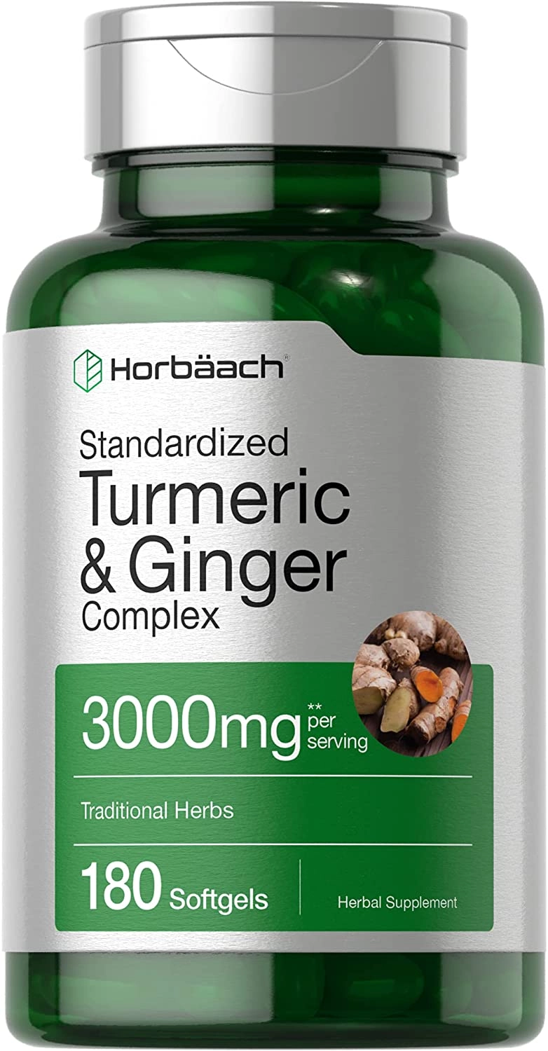 Cúrcuma, Gengibre e pimenta negra, Turmeric & ginger 3000MG, 180 capsulas, Horbaach