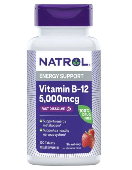 Vitamina B-12, 5.000mcg, 100 Tabletes Dissolução Rápida, Natrol