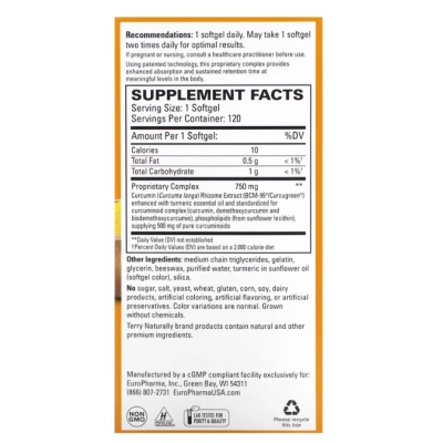 CuraMed, Curcumina de Absorção Superior, 750 mg, 120 Cápsulas, Terry Naturally