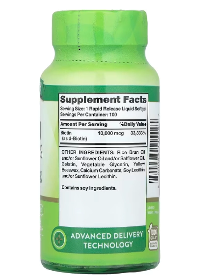 Biotina 10000mcg, 100 Cápsulas, Nature's Truth