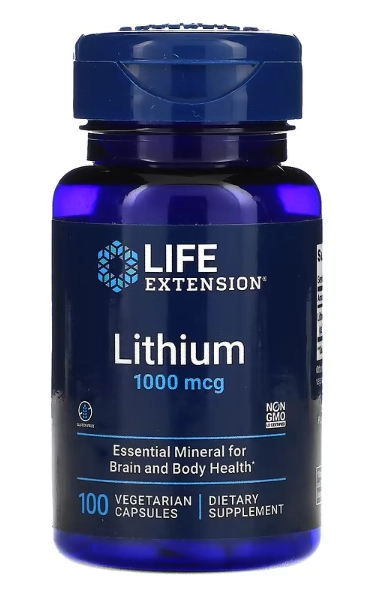 Lithium, 1.000mcg, 100 Cápsulas, Life Extension