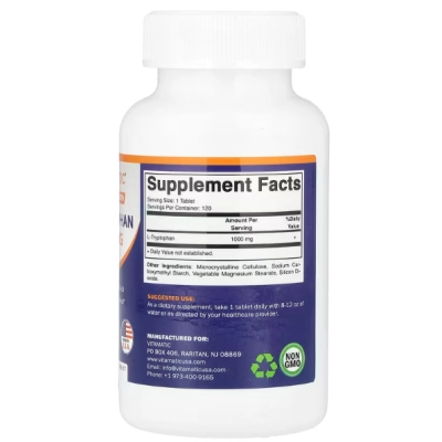 L-Triptofano 1000mg, 120 Comprimidos, Vitamatic