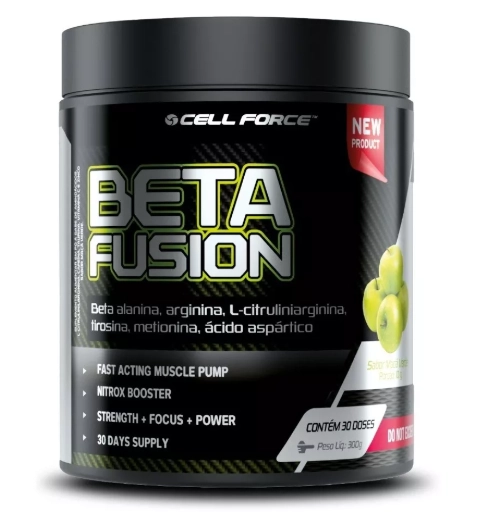 Pré Treino Beta Fusion, 300g Sabor Maçã verde, Cell Force