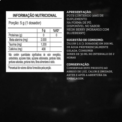 Pré Treino Evora XT, Sabores, 300G, Darkness