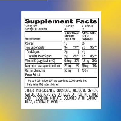 Children’s Calm Gummies Magnésio 25mg + Camomila 50mg, 30 Gomas, Zarbee's