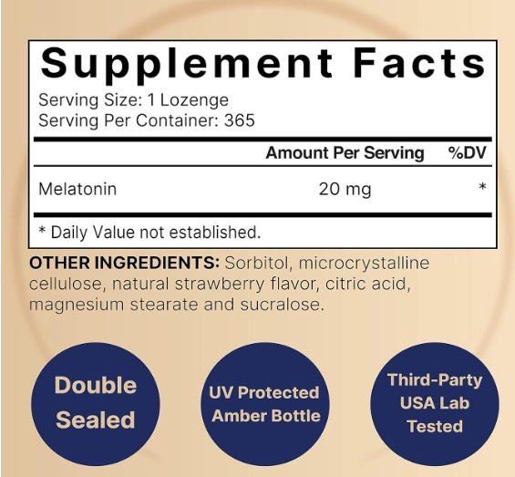 Melatonina 20mg, 365 comprimidos Mastigável Sabor Morango, NatureBell