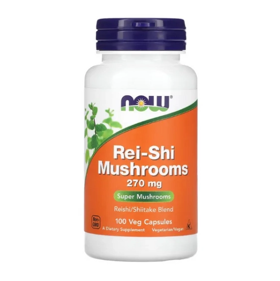 Rei-Shi Mushrooms (Cogumelos Reishi), 270mg, 100 Cápsulas, Now
