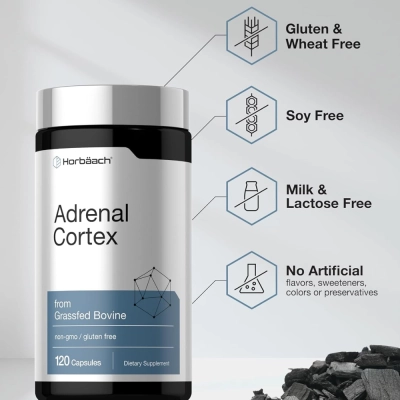 Adrenal Córtex Bovino, 50mg,  120 Cápsulas, Horbaach