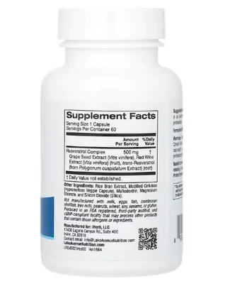 Complexo de Resveratrol, 500mg, 60 Cápsulas, Lake Avenue Nutrition