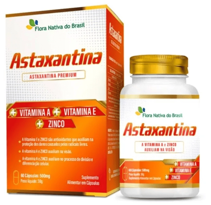 Astaxantina Premium com Vitamina A, C e Zinco, 60 cápsulas, Flora Nativa