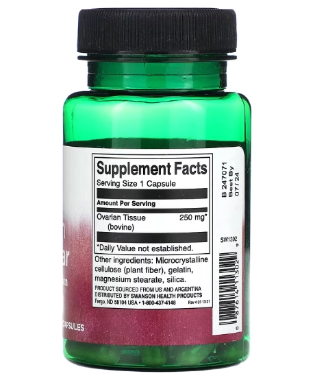 Glandular Ovariano, 250mg, 60 Cápsulas, Swanson