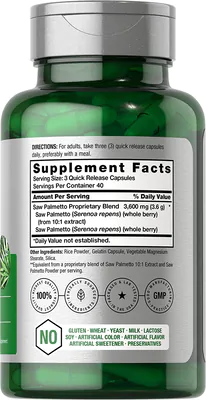 Extrato de Saw Palmetto, 3600mg, 120 Cápsulas Horbaach