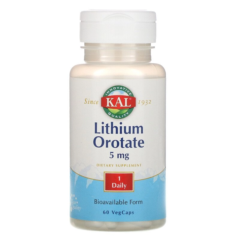 Lithium Orotate (Orotato de Lítio), 5mg, 60 Cápsulas, Kal