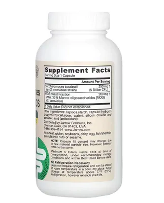 Saccharomyces Boulardii Vegano + MOS, 5 Bilhões de UFCs, 90 Cápsulas, Jarrow Formulas