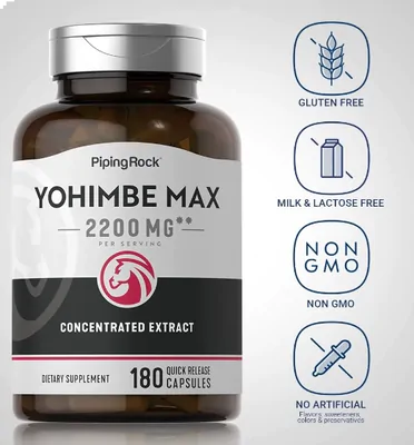 Extrato de Ioimbina (Yohimbine), 2200mg, 180 cápsulas, PipingRock