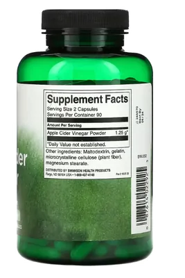 Apple Cider Vinegar (Vinagre de Maçã), 625mg, 180 Cápsulas, Swanson