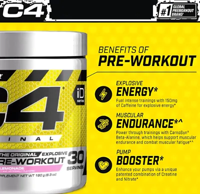 Pré-Treino, C4 Original, Sabor Pink Lemonade, 195g, Cellucor