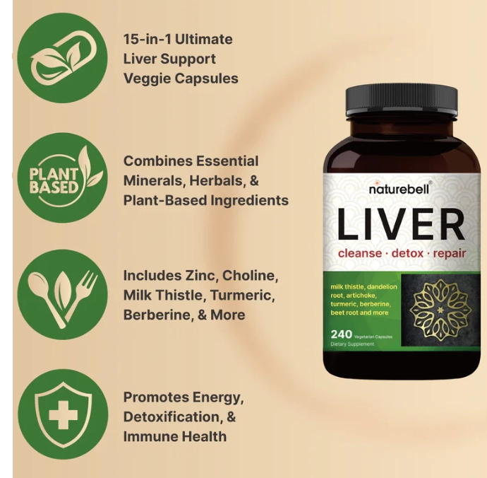 Liver, Limpeza do Fígado, Desintoxicação e Reparação, 240 Cápsulas, NatureBell