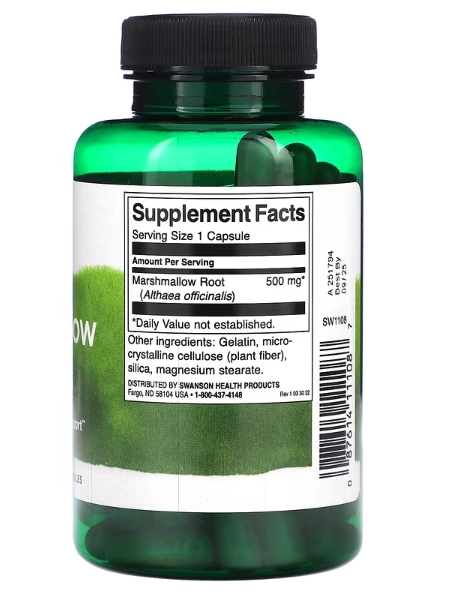 Raiz de Marshmallow 500mg, 90 Cápsulas, Swanson
