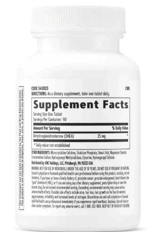 DHEA 25mg, 90 Comprimidos, GNC