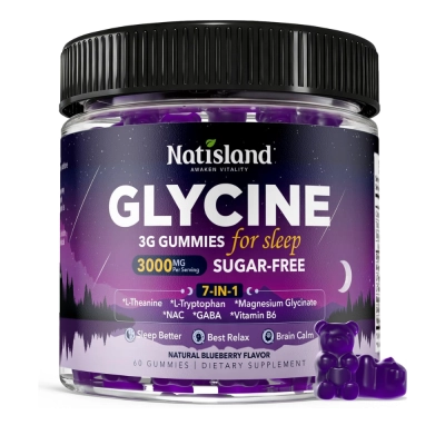Glicina, 3000mg, Relaxamento e Recuperação, 60 Gummies, Natisland