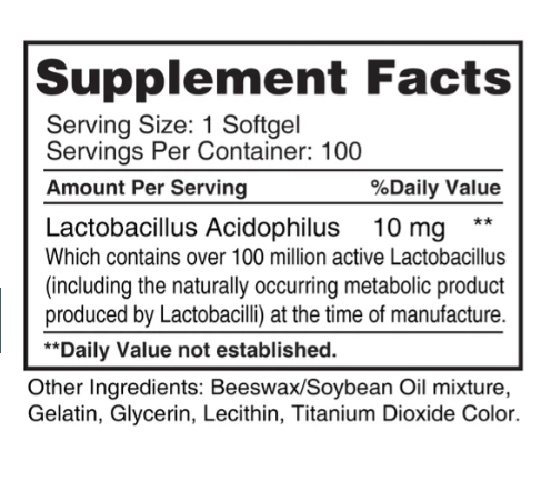 Probiótico Acidophilus, 100 Softgels, Earth's Creation