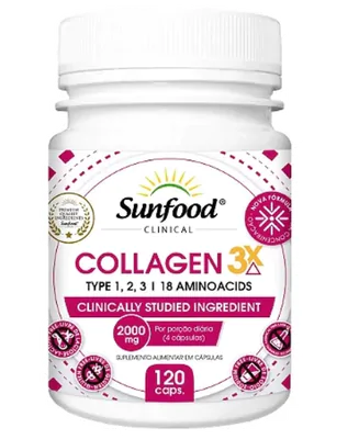 Collagen 3x, 3200mg, 120 Cápsulas, Sunfood