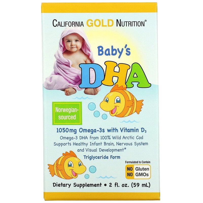 DHA, Ômega-3 com Vitamina D3, 1.050 mg, 59 ml, California Gold Nutrition