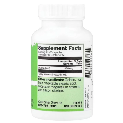 Mullein 330mg, Verbasco, 100 Cápsulas, Vitacost